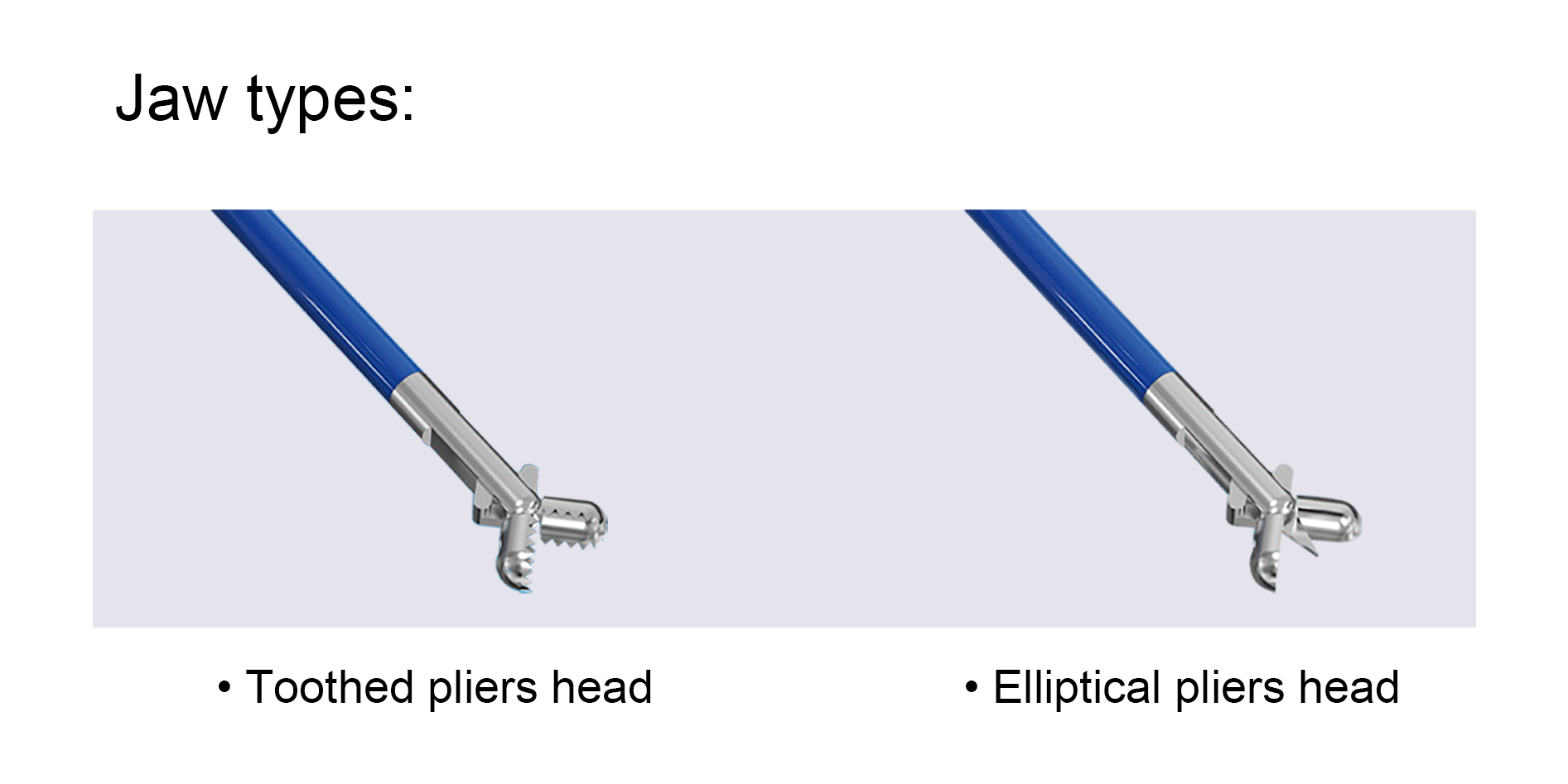 Endoscopic biopsy forceps jaw types, including toothed and oval cup jaws